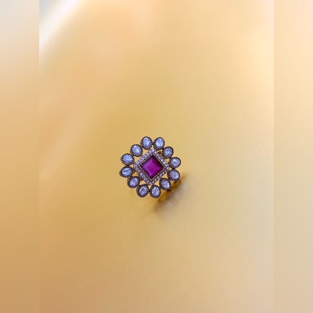 Elegant Pink and Silver Women's Ring adjustable